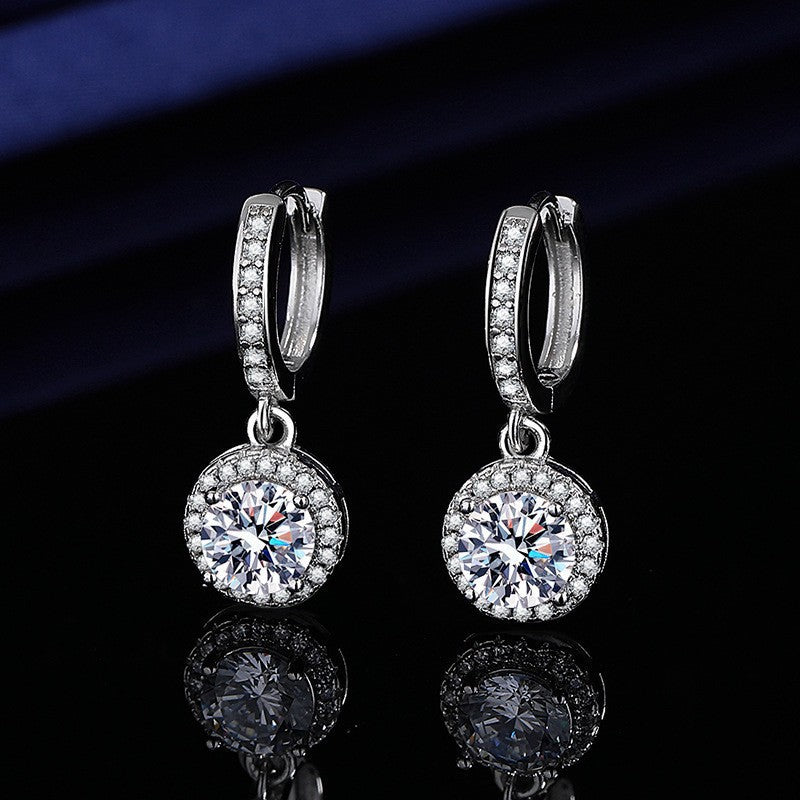Orecchini Halo Moissanite - Huggie