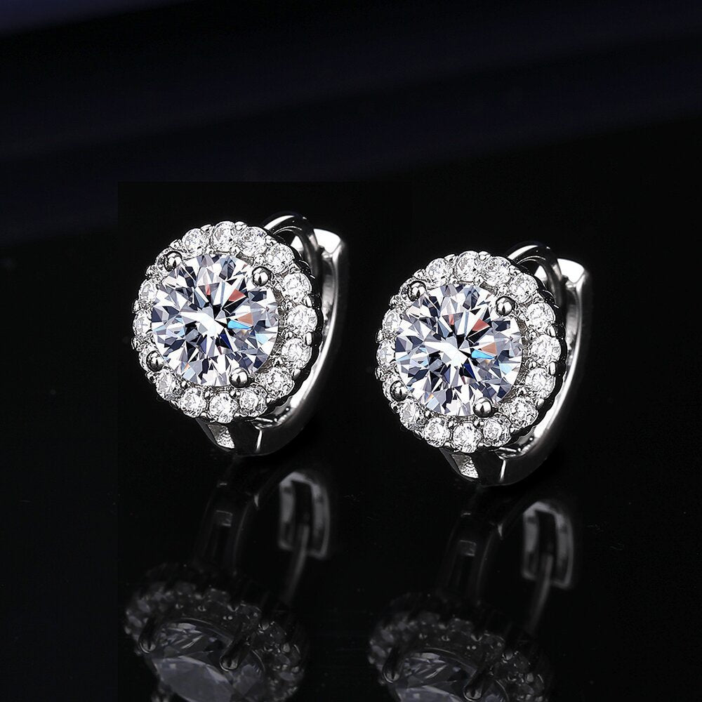 Orecchini Halo Moissanite - Plug
