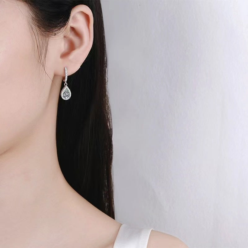 Teardrop Moissanite Earrings - Huggie