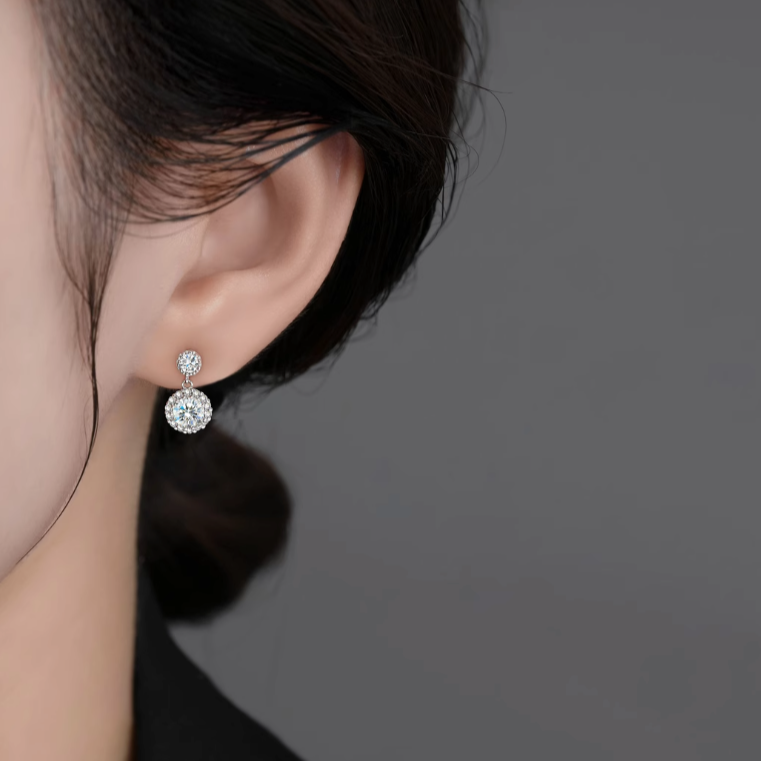 Orecchini Halo Moissanite - Pendenti