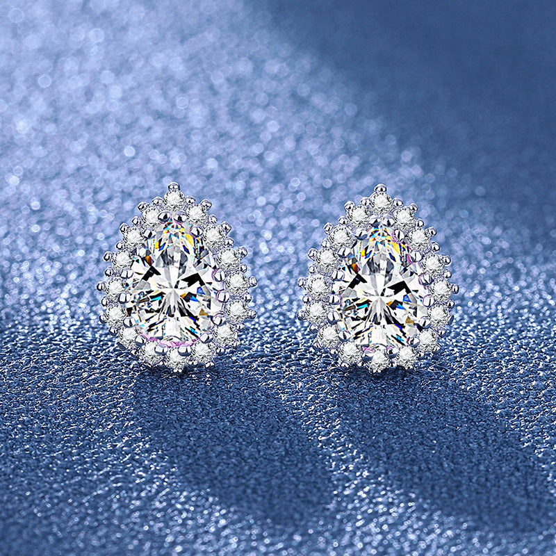 Teardrop Moissanite Earrings - Stud