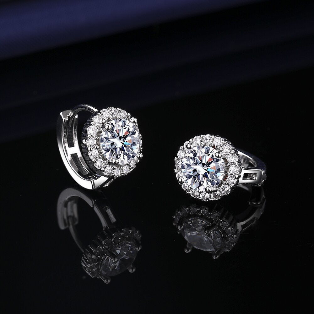 Orecchini Halo Moissanite - Plug