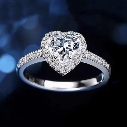 Anello Moissanite Cuore - Puro