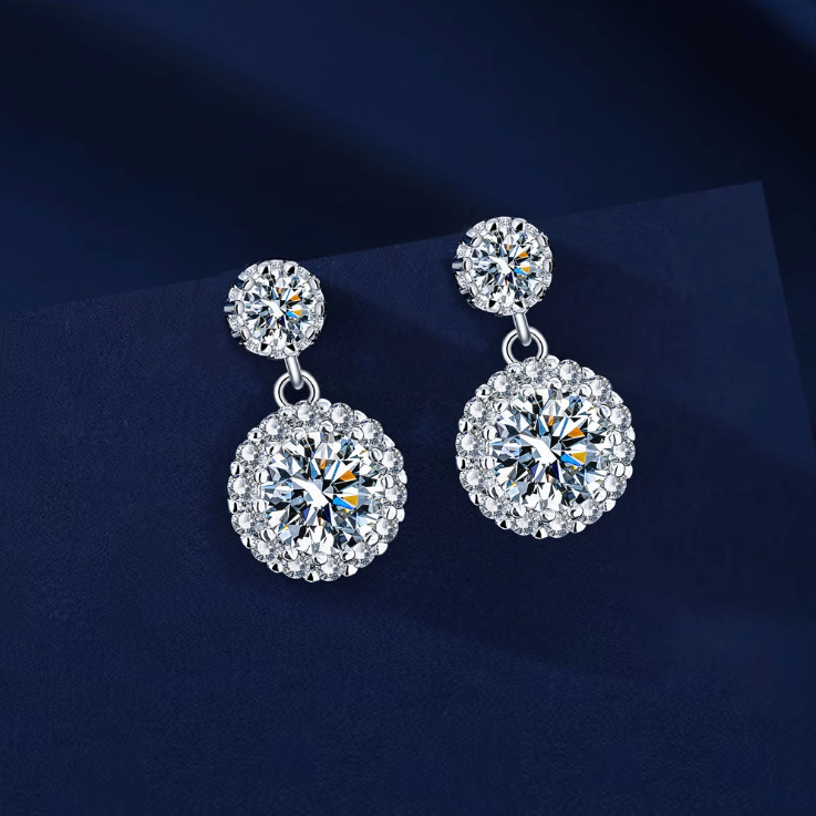 Orecchini Halo Moissanite - Pendenti